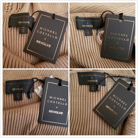 P R I C E ⬇️ Revolve x Michael Costello Metallic Gold Halter Midi Dress NWT - Picture 4 of 11